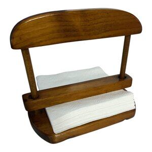 Vintage Handmade Wooden  Napkin Holder Signed MG Smith 1979